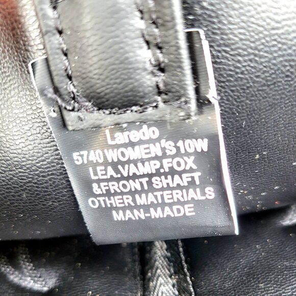 NWOB Laredo Black Leather Cowboy Boots - Style# 5740 - Size 10W - Picture 4 of 11